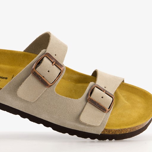 Leren dames bio slippers beige