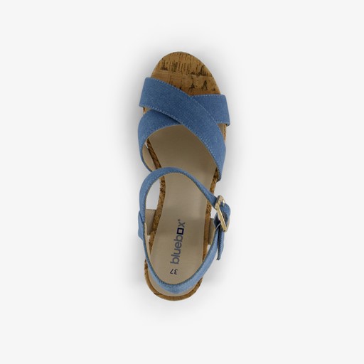 Dames sandalen met hak denim blauw