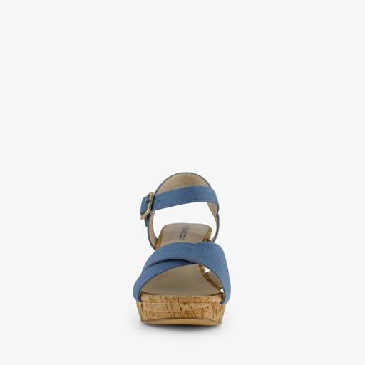 Dames sandalen met hak denim blauw