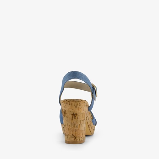 Dames sandalen met hak denim blauw