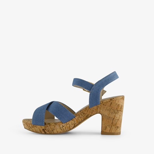 Dames sandalen met hak denim blauw