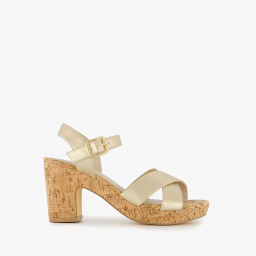 Dames sandalen met hak goud