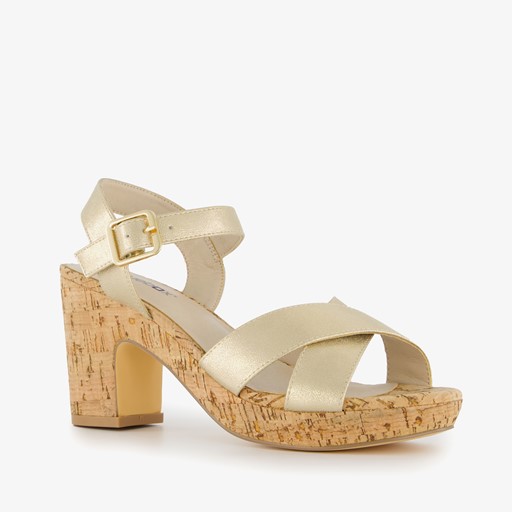 Dames sandalen met hak goud