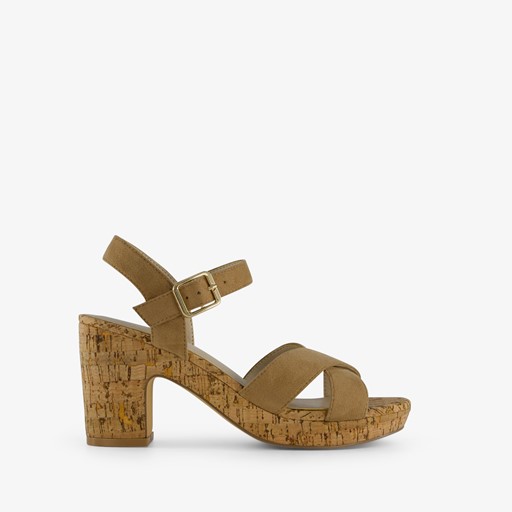 Dames sandalen met hak beige