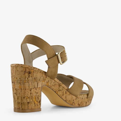Dames sandalen met hak beige