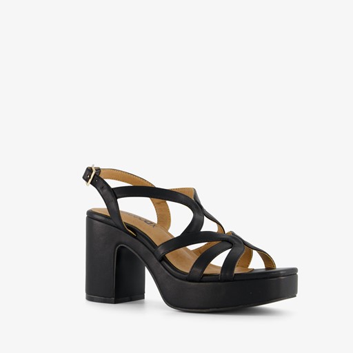 Dames sandalen met hak zwart
