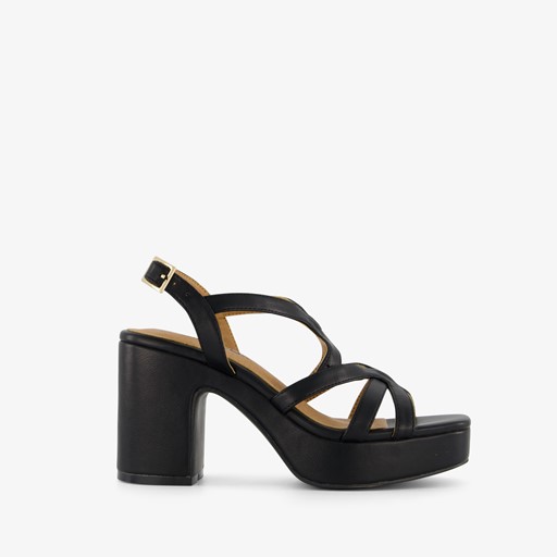 Dames sandalen met hak zwart
