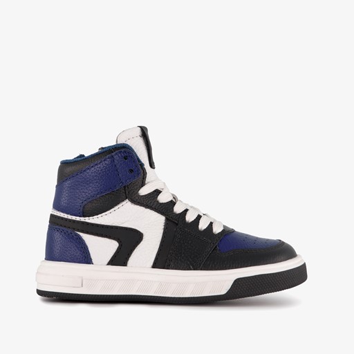 Hoge leren jongens sneakers blauw zwart