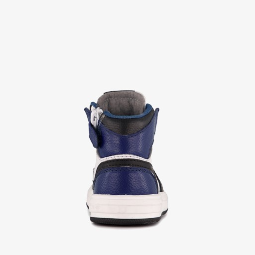 Hoge leren jongens sneakers blauw zwart