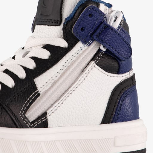 Hoge leren jongens sneakers blauw zwart