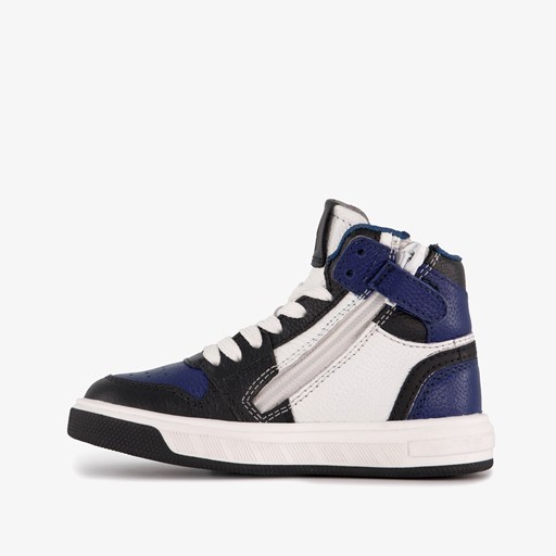 Hoge leren jongens sneakers blauw zwart
