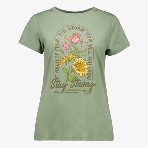 Dames T-shirt groen met opdruk