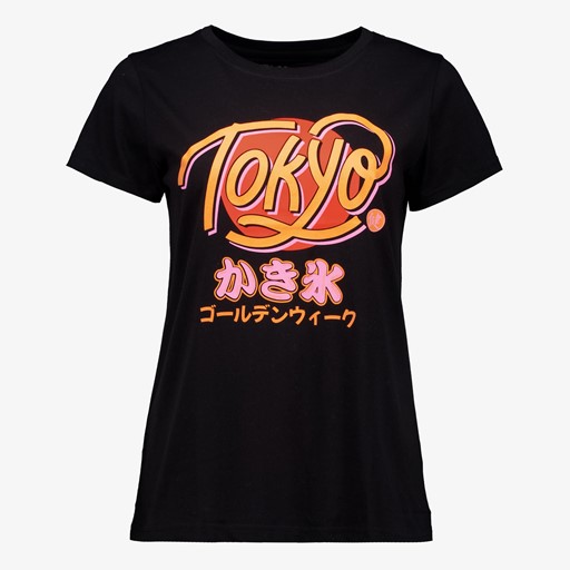 Dames T-shirt zwart met tekstopdruk
