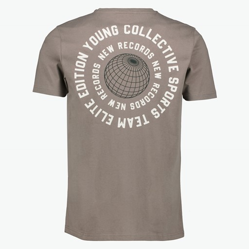 Heren T-shirt met backprint bruin