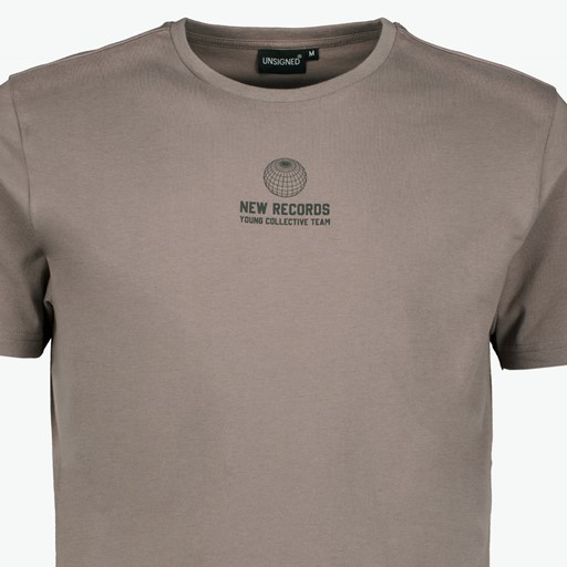 Heren T-shirt met backprint bruin