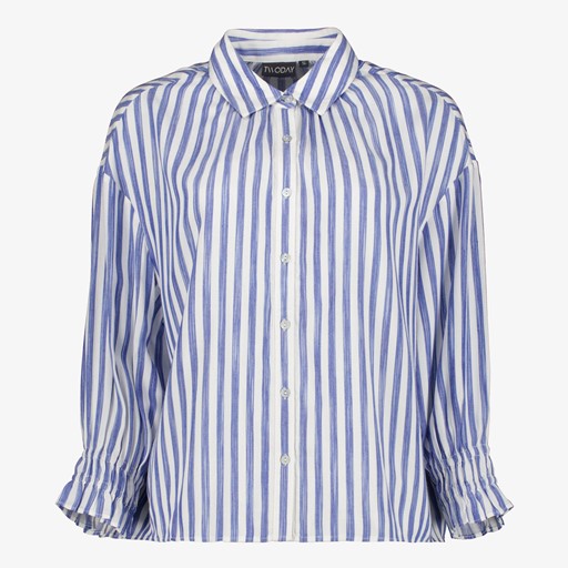 Blauw wit gestreepte dames blouse