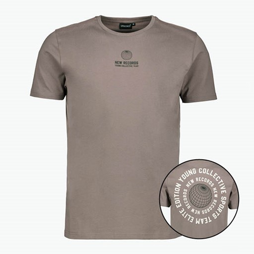 Heren T-shirt met backprint bruin