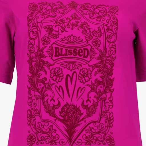 Dames T-shirt met print fuchsia roze