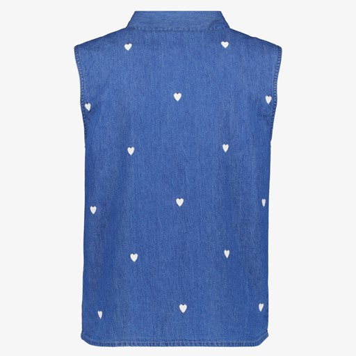 Dames denim spijkerblouse met hartjes