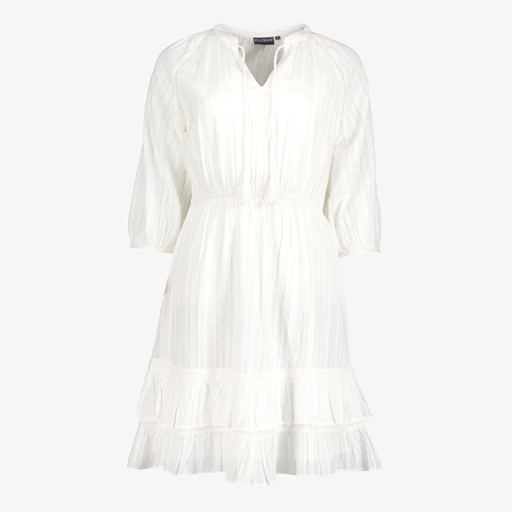Dames jurk met ruches wit