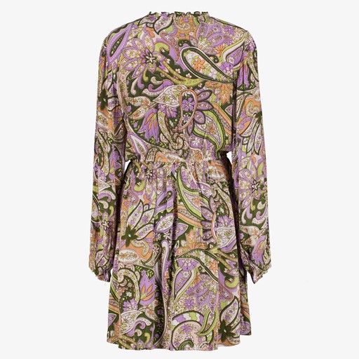Dames jurk met paisley print groen paars