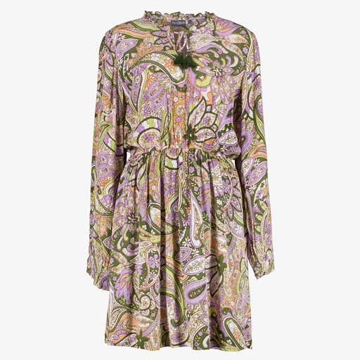 Dames jurk met paisley print groen paars