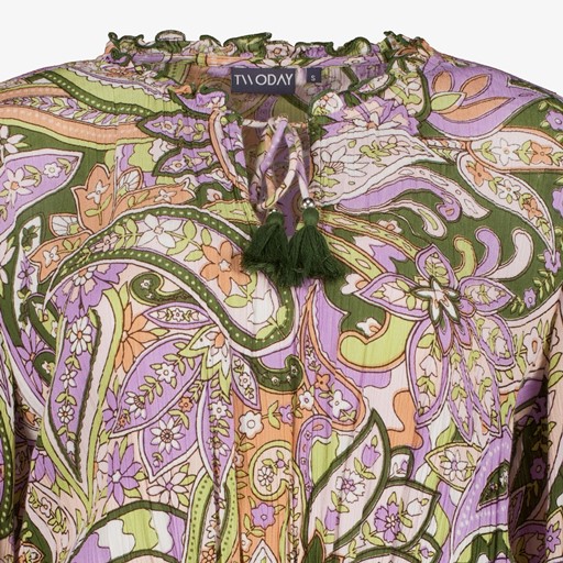 Dames jurk met paisley print groen paars