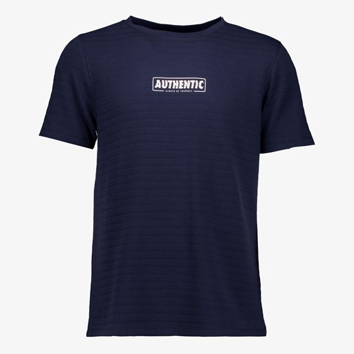 Heren T-shirt met tekstopdruk blauw