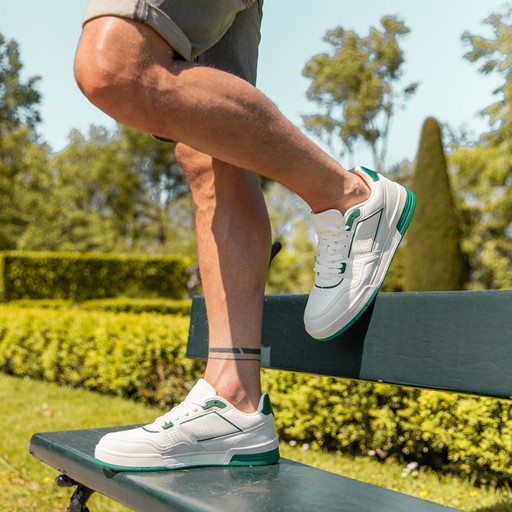 Heren sneakers wit groen