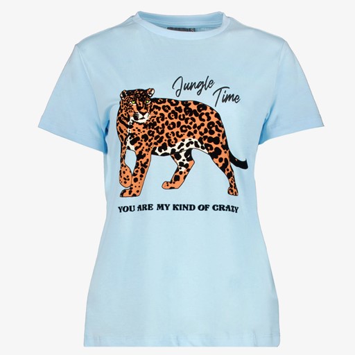 Dames T-shirt met luipaard blauw
