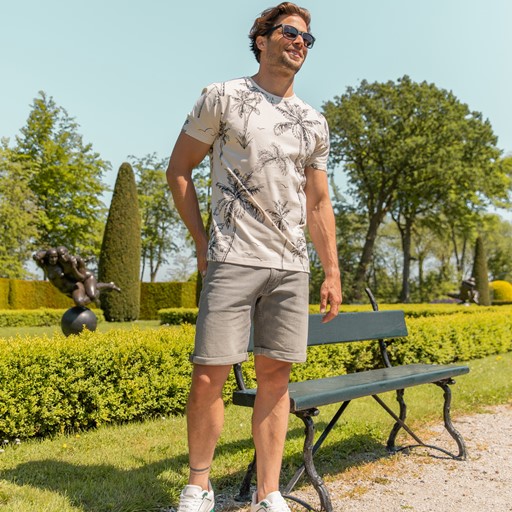 Heren T-shirt met palmbomen wit