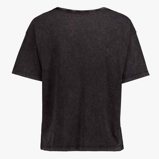 Dames T-shirt acid wash zwart