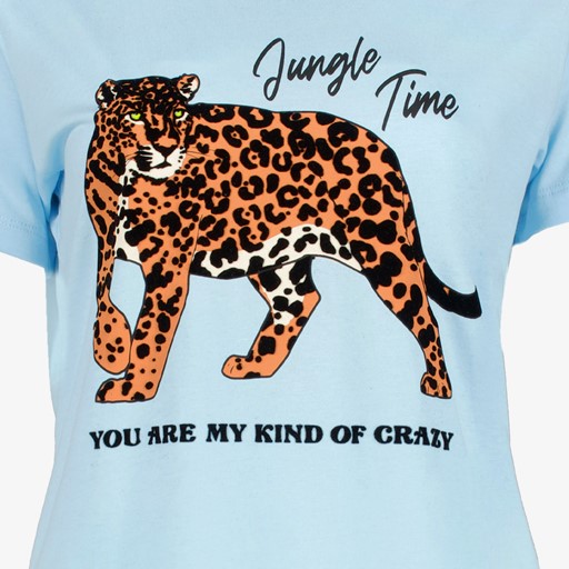 Dames T-shirt met luipaard blauw