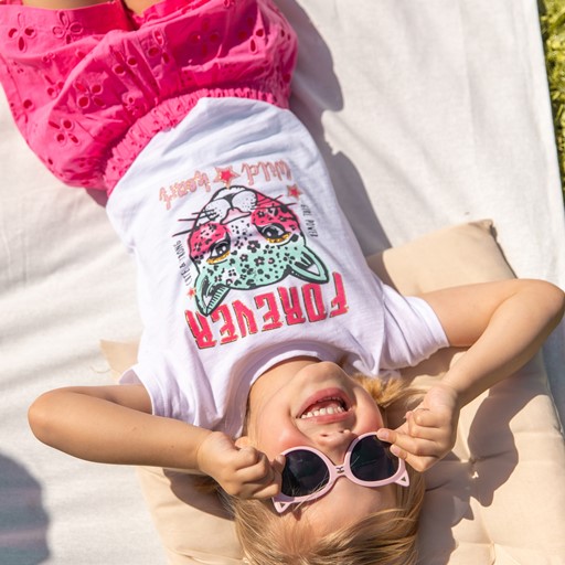 Meisjes T-shirt wit met tijgerkop