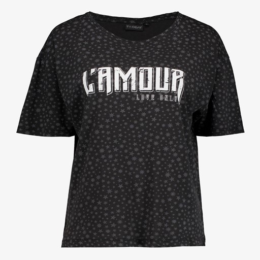 Dames T-shirt met acid wash en print