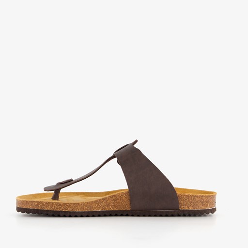 Heren bio teenslippers bruin
