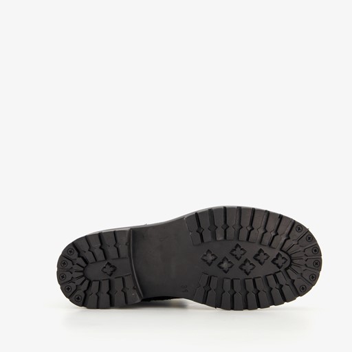 Leren meisjes veterboots zwart