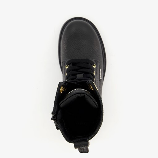 Leren meisjes veterboots zwart