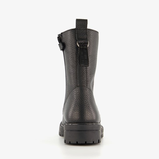 Leren meisjes veterboots zwart