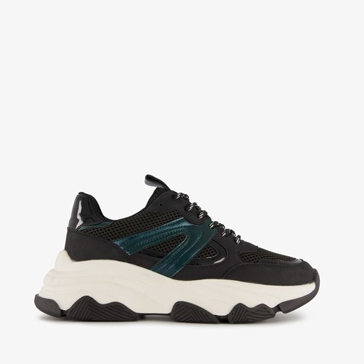 Dames dad sneakers zwart groen