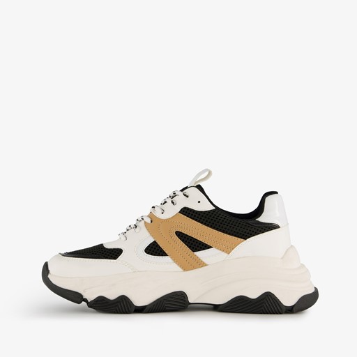 Dames dad sneakers wit beige