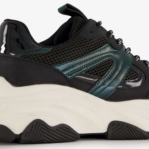 Dames dad sneakers zwart groen