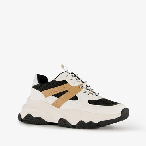 Dames dad sneakers wit beige