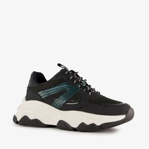 Dames dad sneakers zwart groen