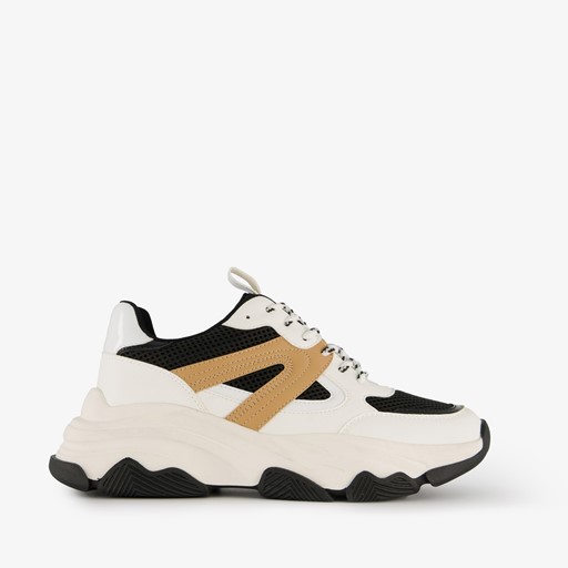 Dames dad sneakers wit beige
