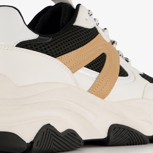 Dames dad sneakers wit beige