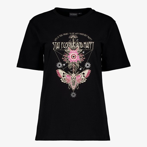 Dames T-shirt zwart met opdruk