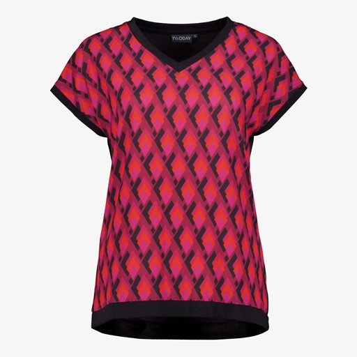 Dames T-shirt rood met grafisch printje