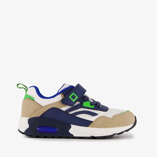Jongens sneakers met airzool beige blauw