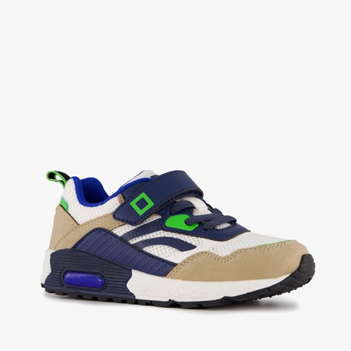 Jongens sneakers met airzool beige blauw